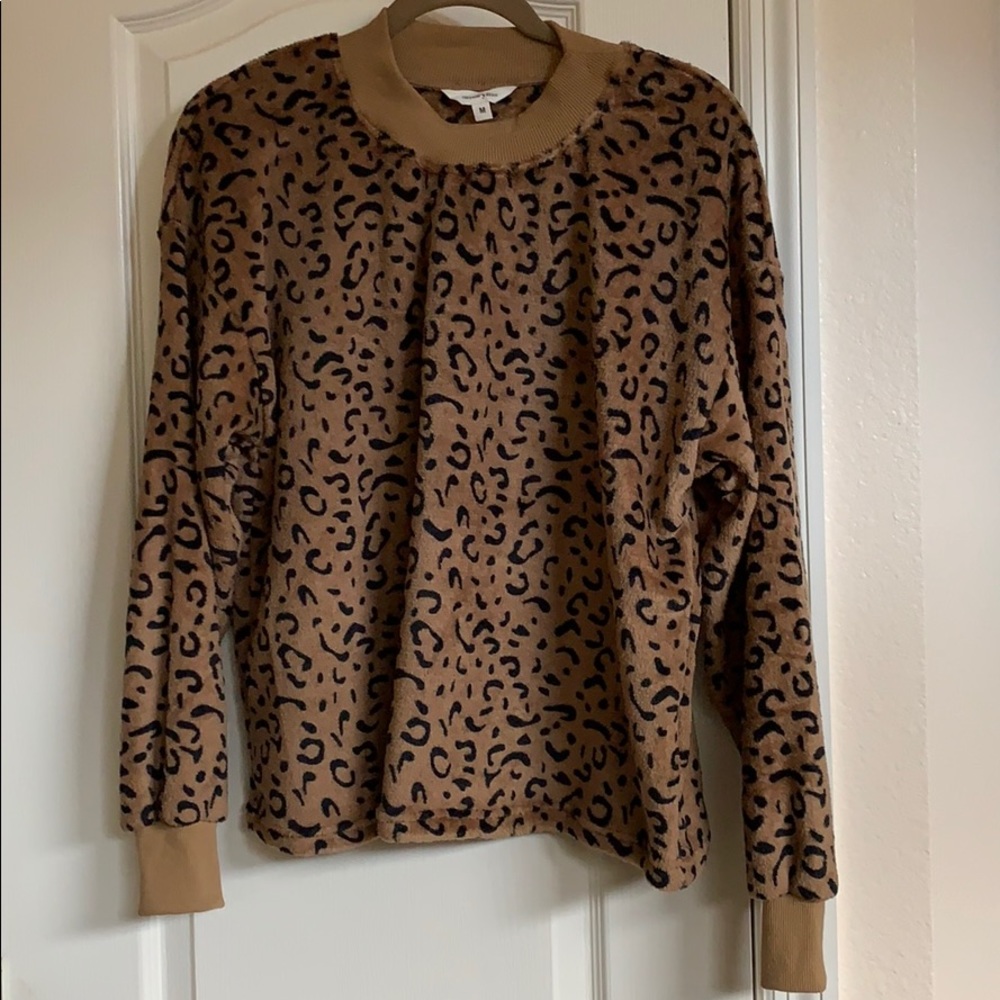 NEW/Leopard Print Drop Shoulder Pullover - Picture 2 of 5